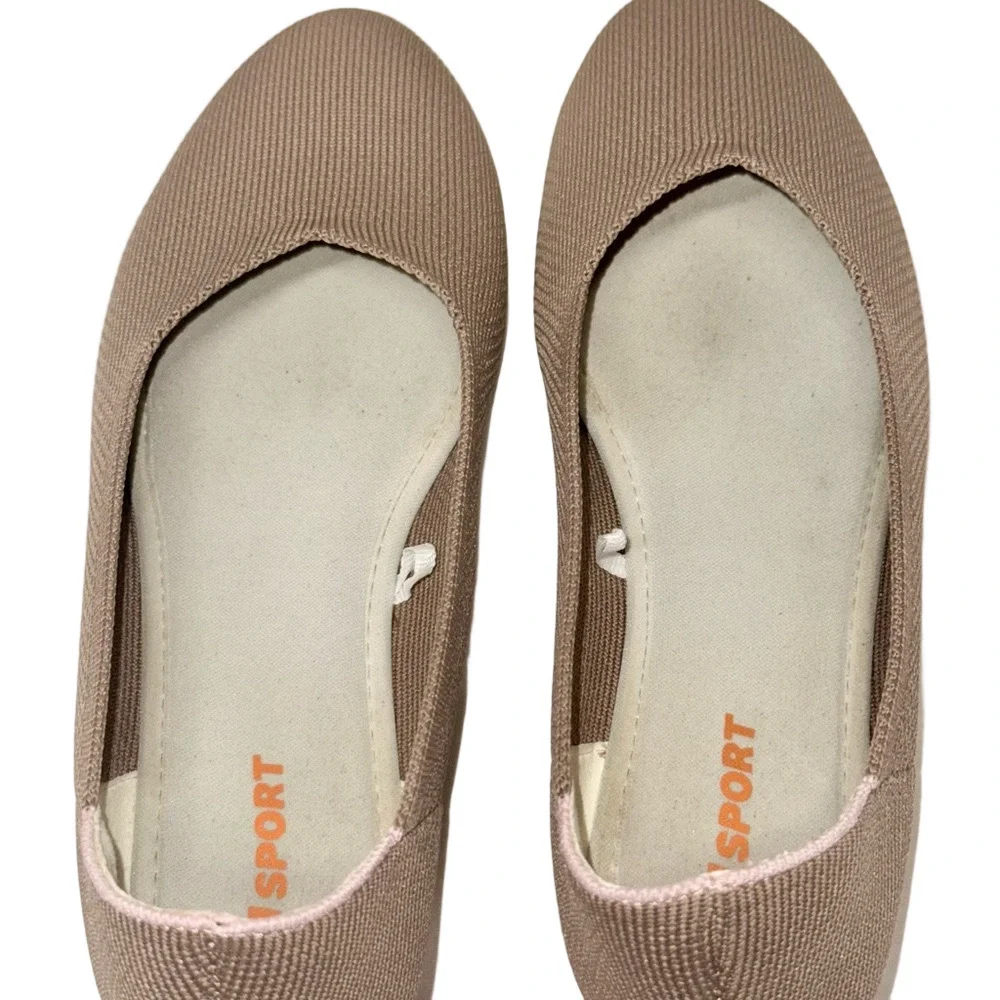 Jsport Taupe Knit Slip-On Flats Women's Size 7M